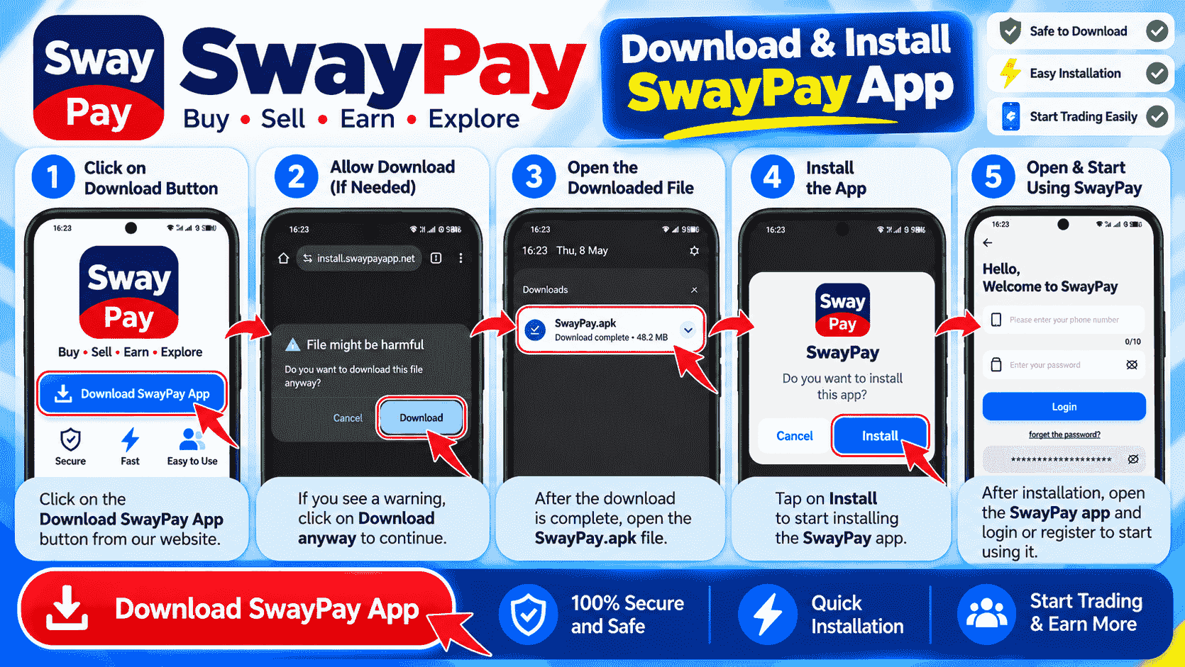 Swaypay app download and Android APK install tutorial